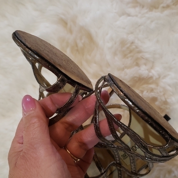 Jimmy Choo Snakeskin Cage‎ Heels Silver Size 8/38 - Picture 11 of 12